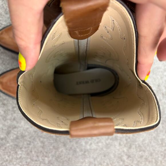 Boys Old West Brown Leather Cowboys Boots size 4.5 - Picture 7 of 11